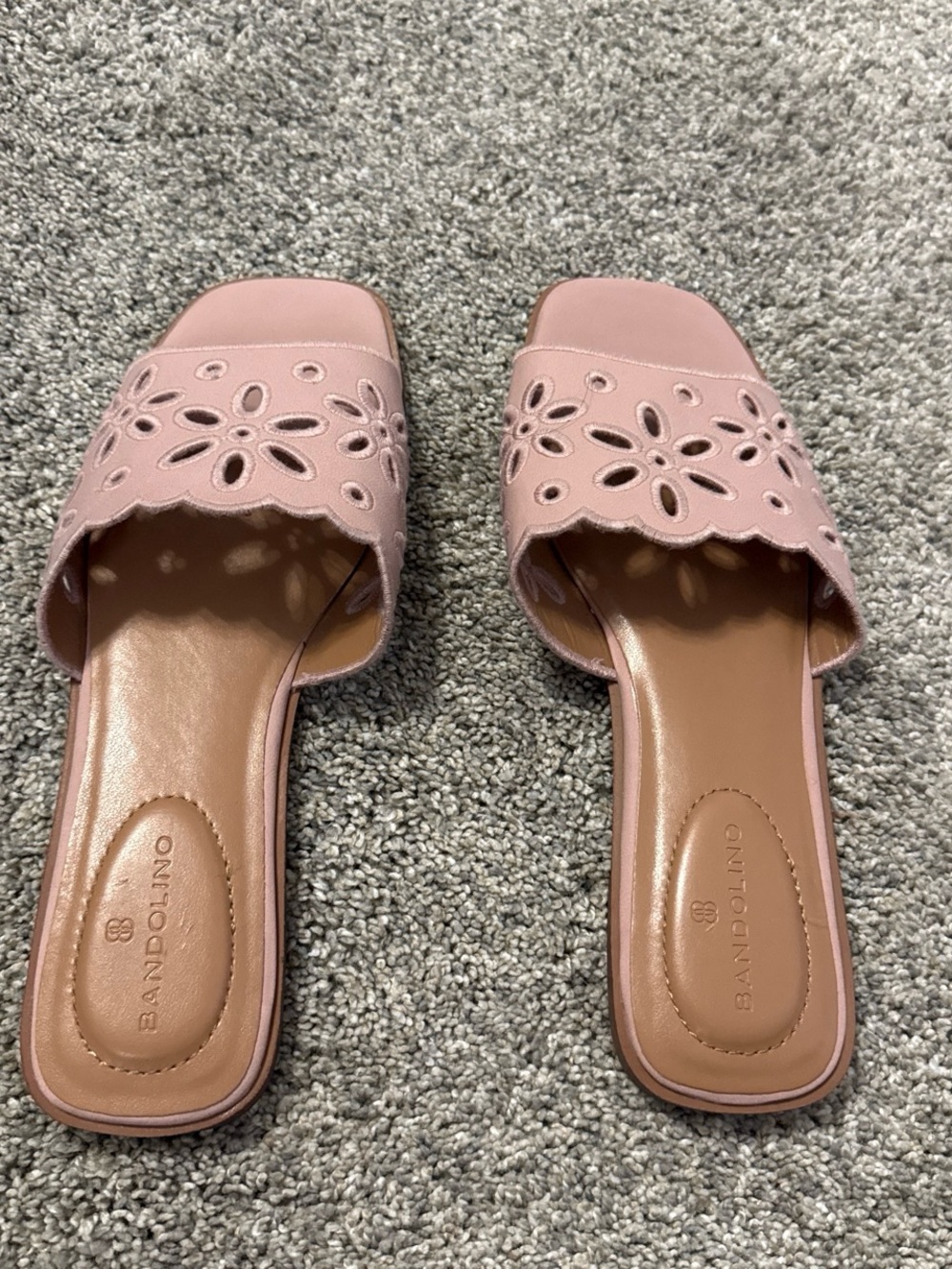 Bandolino Dusty Rose Laser-Cut Slide Mules